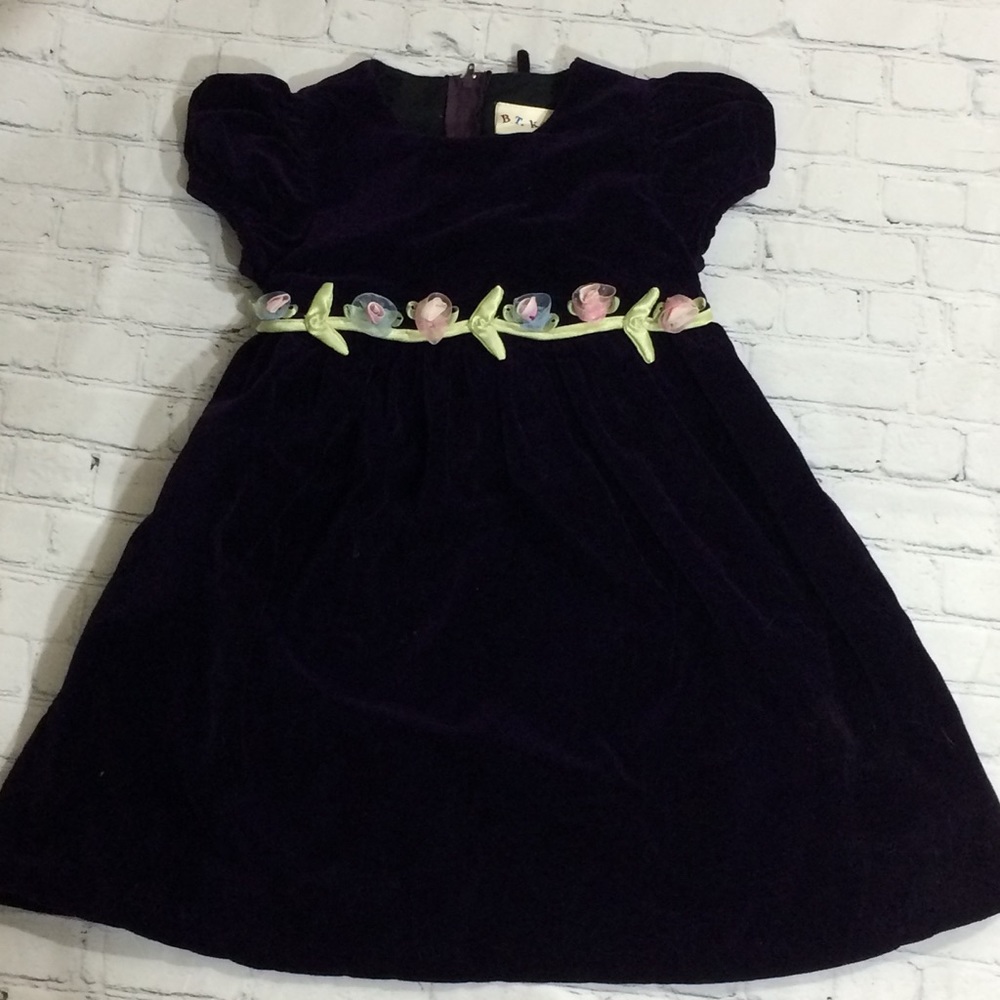 BT Kids 4T Purple Velvet Formal Dress